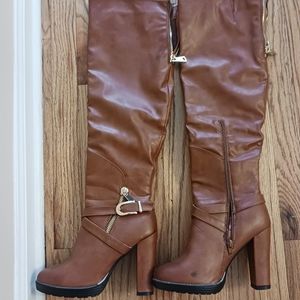 Brown/gold Thigh High Boots